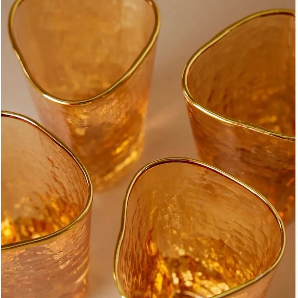 Anthropologie Zaza Honey Lustered Shot Glasses, Set of Two NWT